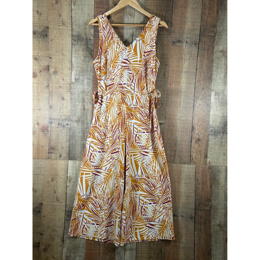 Dalia Jumpsuit Wide Leg Tropical Print Tie Waist Sleeveless Summer Pants 10